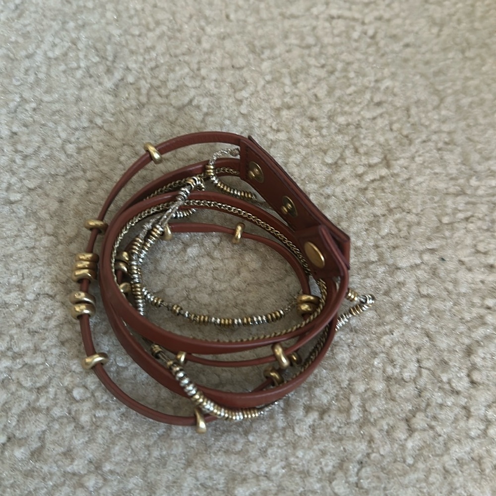 Stella and Dot Maize leather wrap adjustable bracelet - NWOT